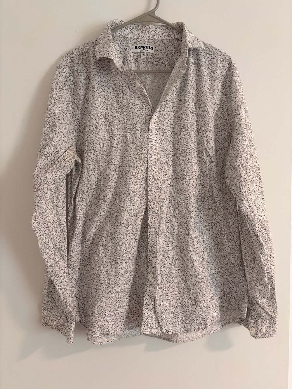 Express Extra Slim Floral Long Sleeve Button-Up Shirt Size 16-16.5
